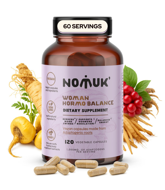 Nomuk Woman Hormo Balance Adaptogens Supplements with Maca Panax Ginseng