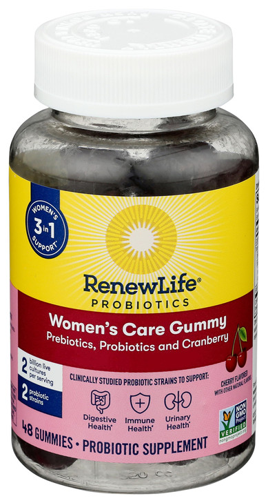Renew Life Women's Care Cherry Prebiotic and Probiotic Gummies, Digestive