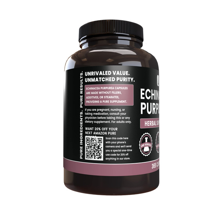 PURE ORIGINAL INGREDIENTS Echinacea Purpurea (365 Capsules) No Magnesium Or Rice