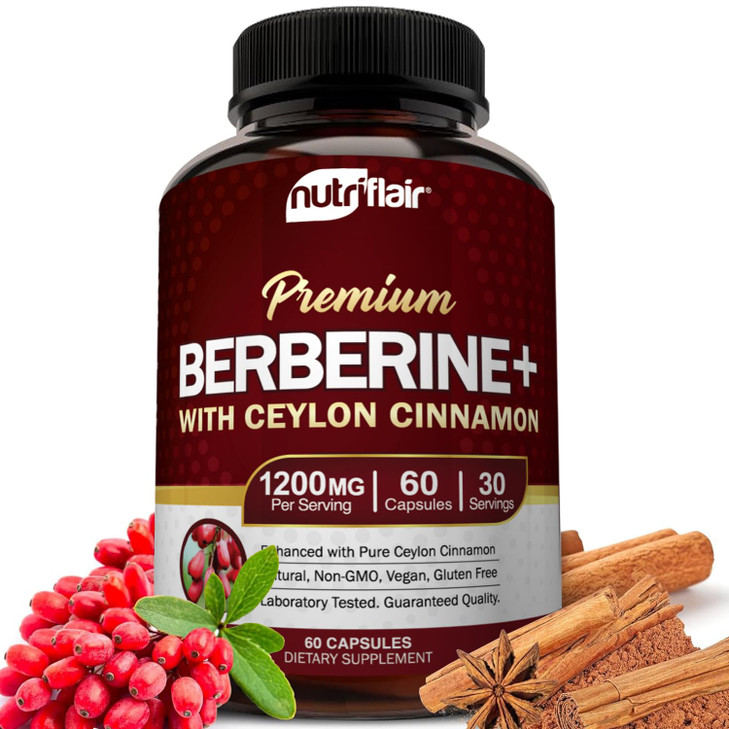 NutriFlair Premium Berberine HCL 1200mg, 60 Capsules