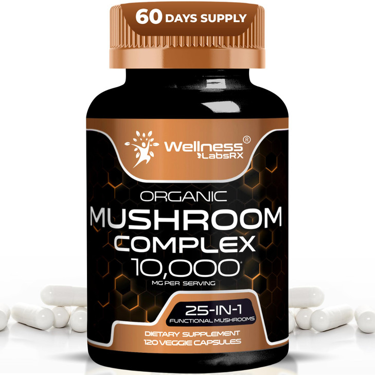 WELLNESS LABSRX Mushroom Supplement Capsules 10:1 Extract, Mushroom Complex