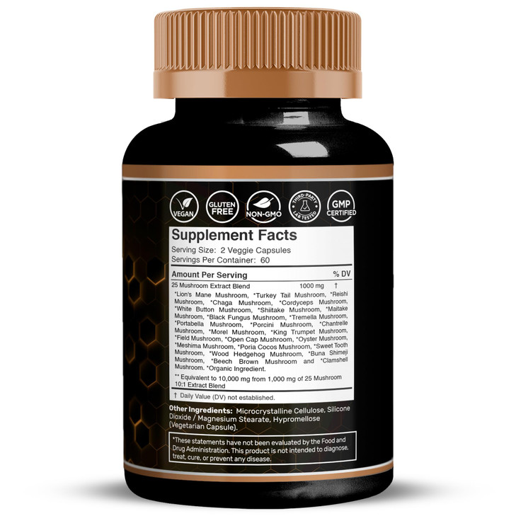 WELLNESS LABSRX Mushroom Supplement Capsules 10:1 Extract, Mushroom Complex