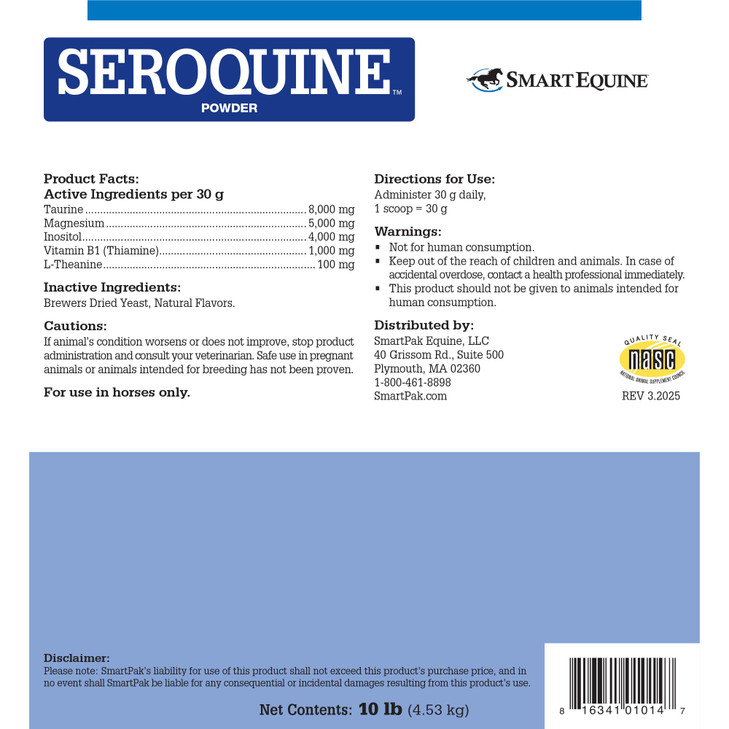 SmartEquine Seroquine Powder - Seroquine Horse Calming Supplement