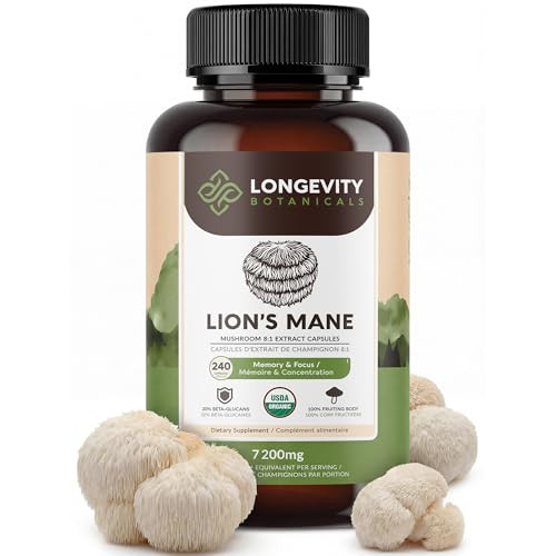 Longevity Botanicals Lions Mane Mushroom Extract Capsules (240)