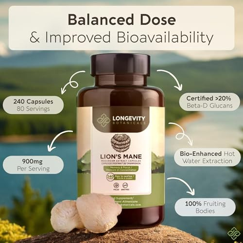 Longevity Botanicals Lions Mane Mushroom Extract Capsules (240)
