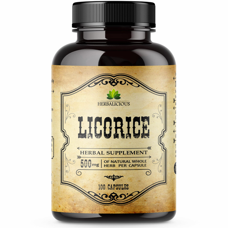 Licorice Root 100 Capsules - Pure Organic Glycyrrhiza Glabra