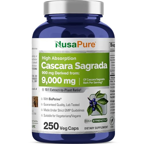 NusaPure Cascara Sagrada 10:1 Extract, 900 mg Equivalent to 9,000 mg per Veggie