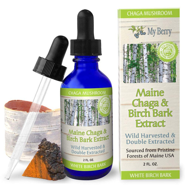 Maine Chaga Mushroom & Birch Bark Extract Liquid by My Berry - 2oz