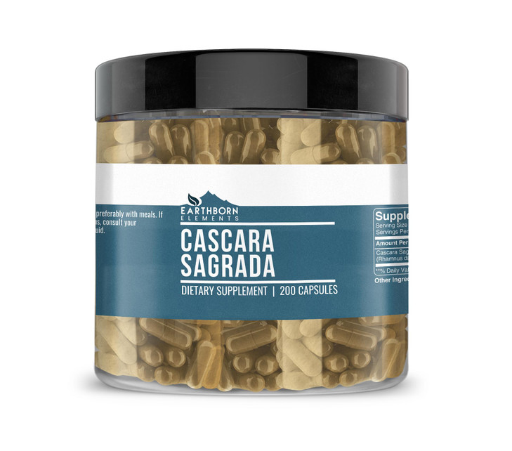 Earthborn Elements Cascara Sagrada 200 Capsules, Pure & Undiluted, No Additives