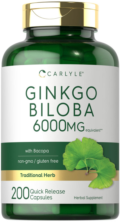 Carlyle Ginkgo Biloba Pills - 200 Capsules - with Bacoba Extract