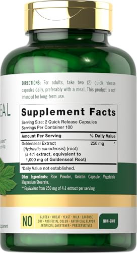 Carlyle Goldenseal Root Capsules - 200 Count - Traditional Herb Supplement