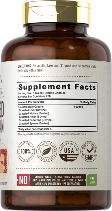 Carlyle Grass Fed Beef Organ Complex - 200 Capsules