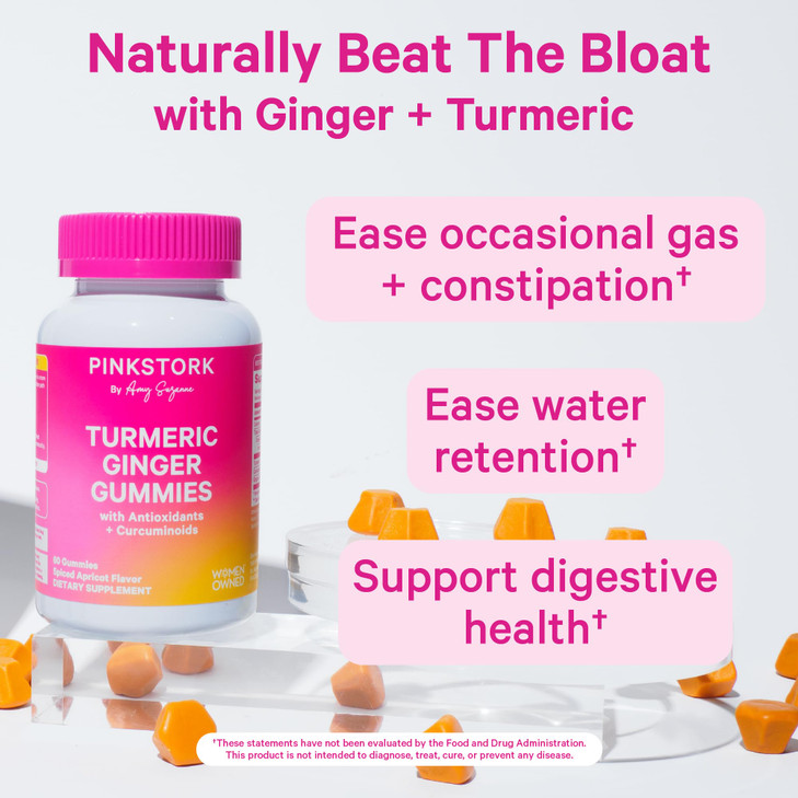 Pink Stork Turmeric Ginger Gummies - Gut & Digestive Support for Women