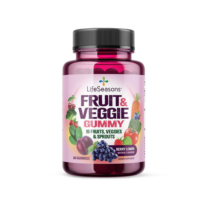 LifeSeasons Fruit & Veggie Gummy Supplement - 16 Fruits Vegetables & Sprouts