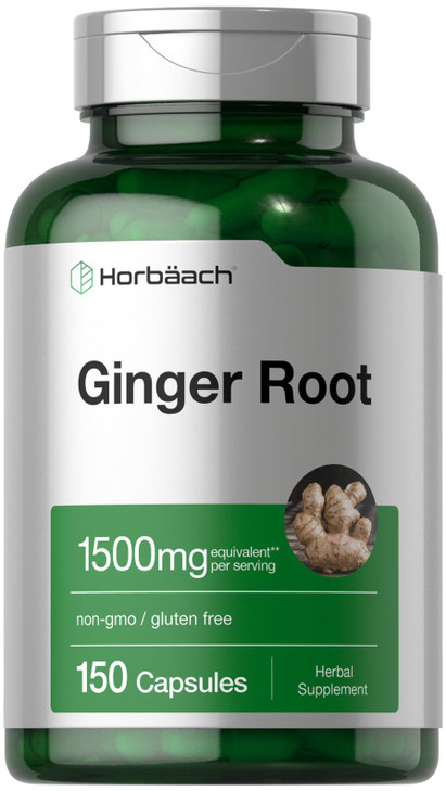 Horbäach Ginger Root Capsules - 150 Pills - Non-GMO, Gluten Free