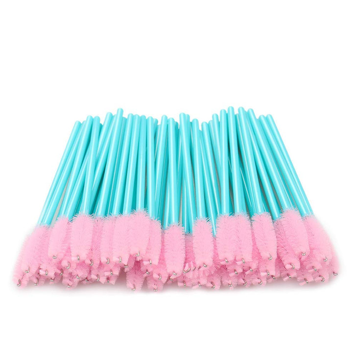 100pcs Mascara Wands Disposable Lash Brushes for Eyelash Extension Supplies Makeup Applicator Tool, Blue/Pink