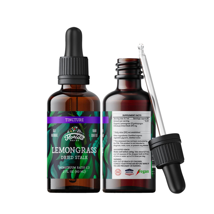 Lemongrass Tincture, Organic Lemongrass Extract (Cymbopogon Citratus) Herbal