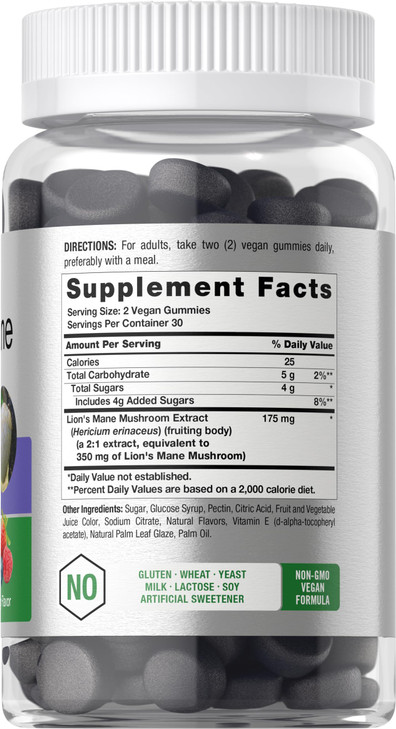 Horbäach Lion's Mane Supplement - 60 Vegan Gummies for Adults