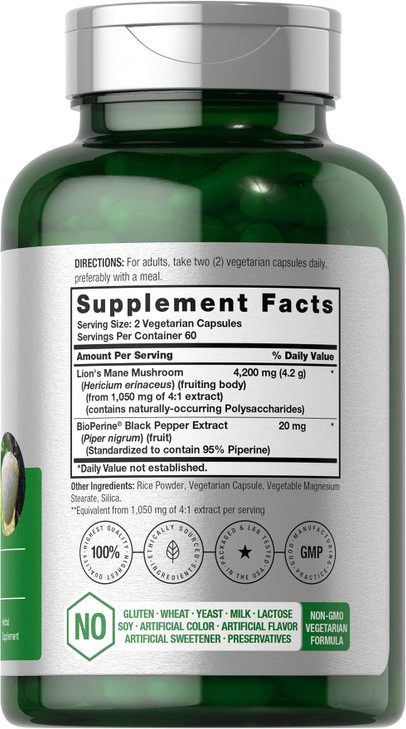 Horbäach Lions Mane Mushroom Extract - 120 Capsules