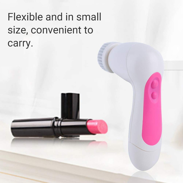 Cimenn 5 in 1 Multi-Functional Electric Face Cleansing Instrument Pore Cleaner Brush Massager (Pink)