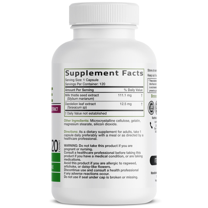 Bronson Milk Thistle Silymarin Marianum & Dandelion Extract Liver Health
