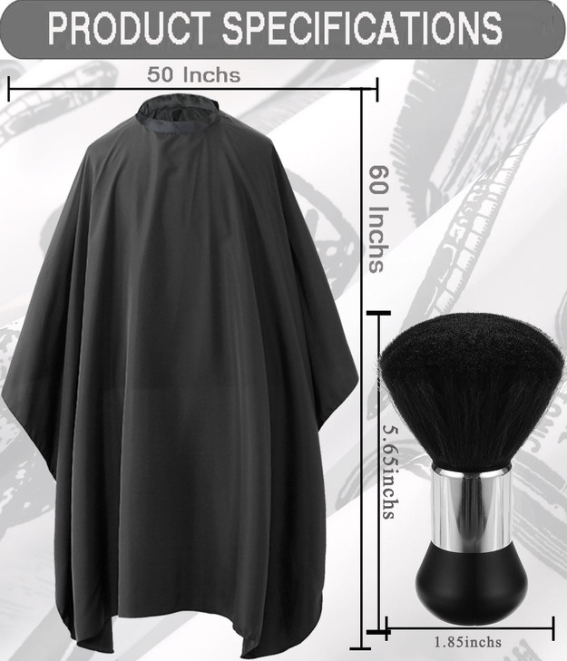 Borogo Professional Hair Cutting Cape with Neck Duster Brush, Salon Barber Cape, Hairdressing Accessories Black