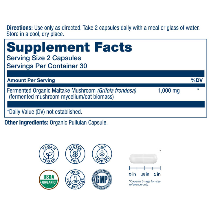 SOLARAY Organic, Fermented Maitake Mushroom Supplement 1000mg