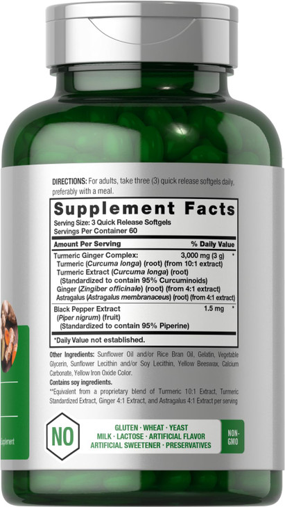 Horbäach Turmeric and Ginger Supplement - 180 Softgel Pills