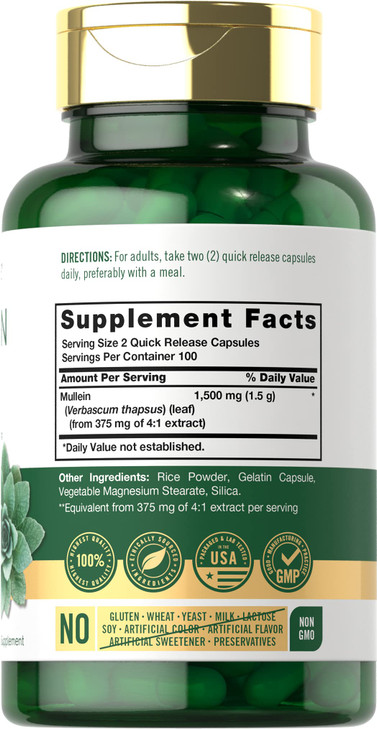 Carlyle Mullein Leaf Extract - 200 Capsules - Verbascum Thapsus
