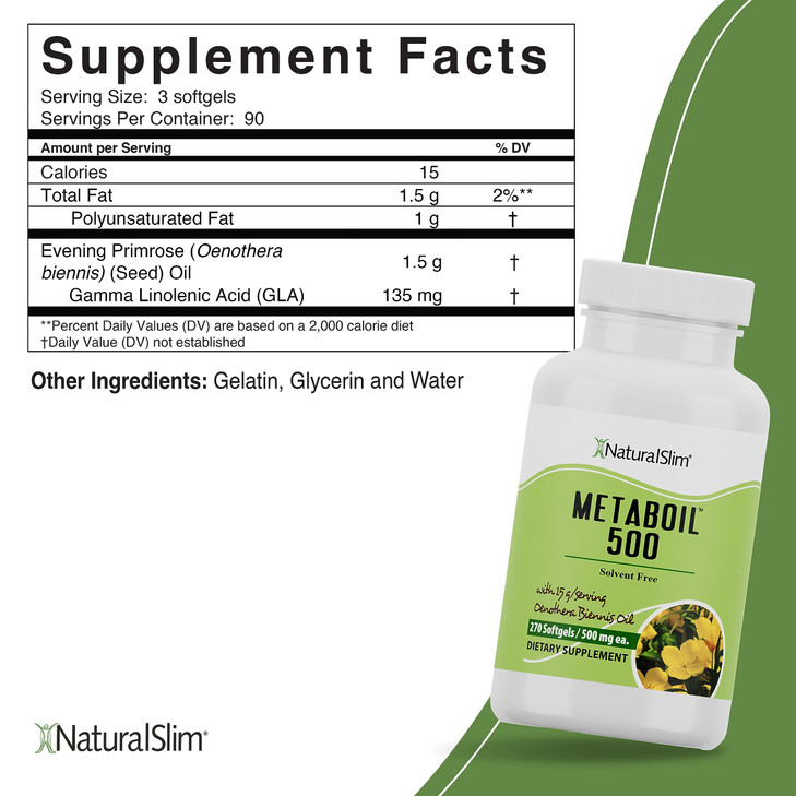 NaturalSlim Evening Primrose Oil for Women 1500mg from Cold Pressed Oil