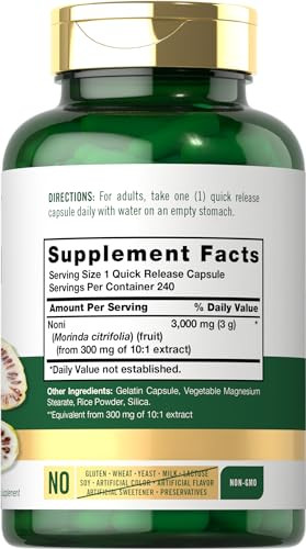 Carlyle Noni Fruit Capsules - 240 Count - Non-GMO, Gluten Free