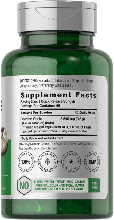 Horbäach Odorless Garlic Softgels - 200 Count