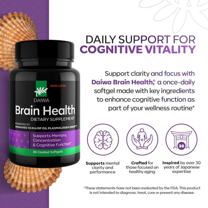 DAIWA Brain Health Omega-3 Supplement for Memory, Focus & Cognitive Wellness