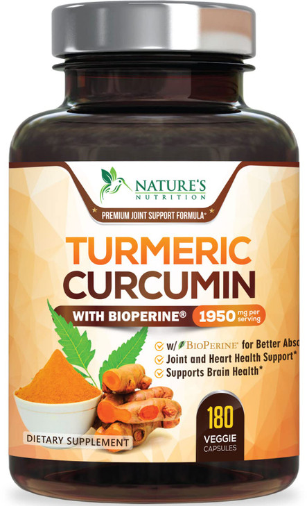 Turmeric Curcumin Supplement 95% Curcuminoids 1950mg with Organic Turmeric &