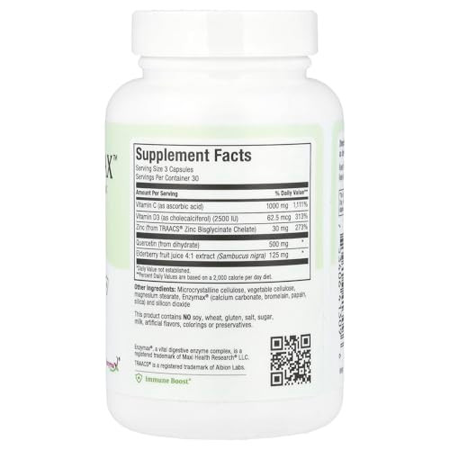 Maxi Health Quercetin 500mg Capsules - Zinc Supplements