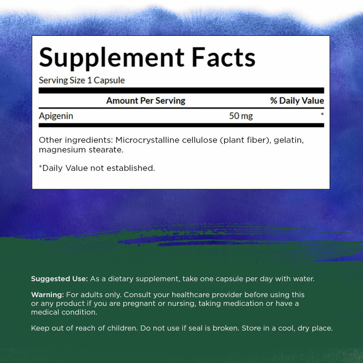 Swanson Apigenin Supplement, 50 mg, 90 Capsules Supports Sleep, Relaxation