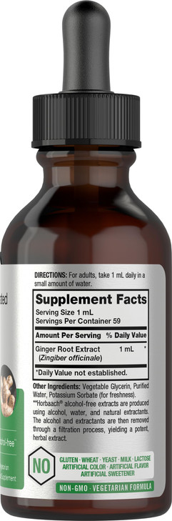Horbäach Ginger Root Extract Liquid - 2 oz - Alcohol Free Supplement