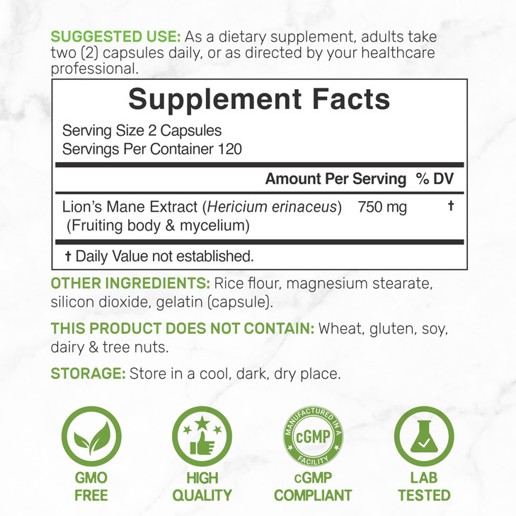 Lions Mane Mushroom Supplement, 240* Capsules