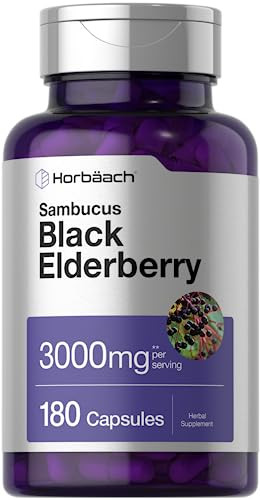 Horbäach Black Elderberry - 180 Count - Non-GMO, Gluten Free