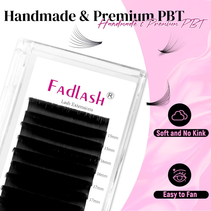 FADLASH Eyelash Extensions D Curl 0.07 15-20mm Mixed Tray Easy Fan Lash Extensions Volume Lashes 2D-10D Self Fanning Lash Extensions (0.07-D, 15-20mm