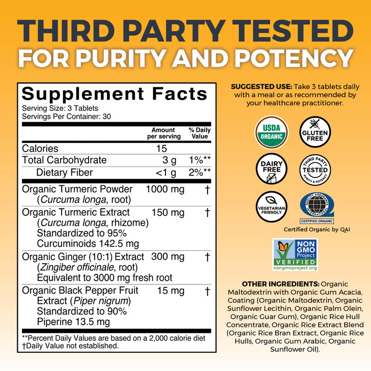 Organic Turmeric and Ginger Supplement with Black Pepper Extract for Better
