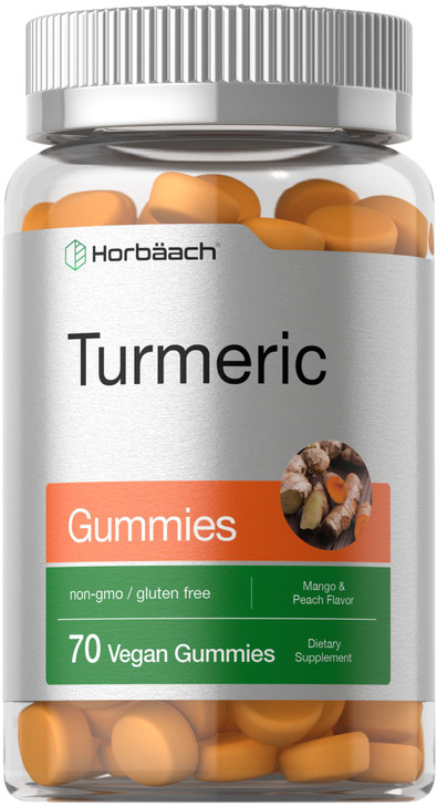 Horbäach Turmeric Gummies - 70 Count - Mango & Peach Flavor