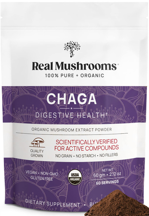Real Mushrooms Chaga Mushroom Powder - Organic Chaga Extract from Fruiting Body