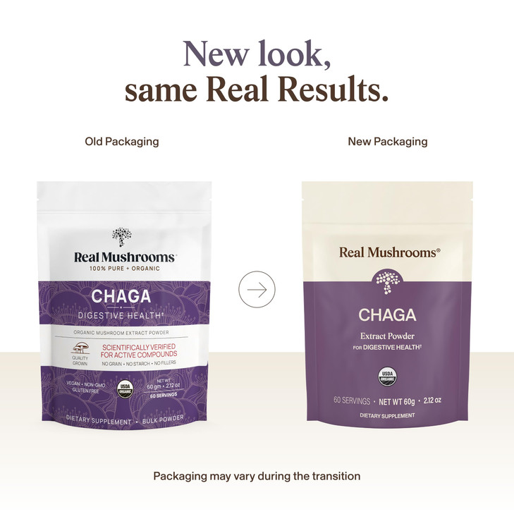 Real Mushrooms Chaga Mushroom Powder - Organic Chaga Extract from Fruiting Body