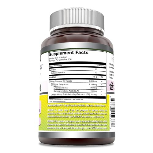 Amazing Formulas Evening Primrose Oil 1300mg, 10% GLA, Softgels Supplement