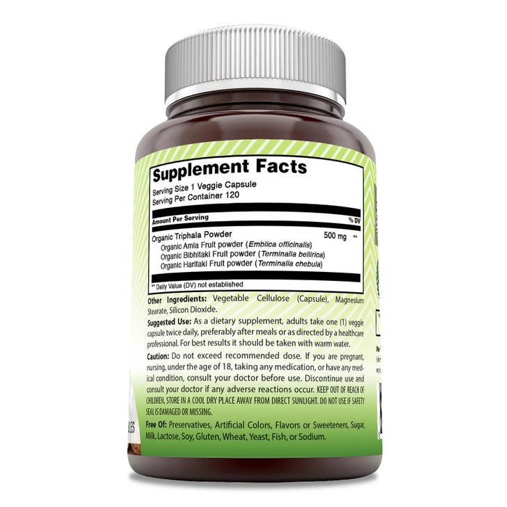 Amazing India Natural Triphala Supplement - 500 Mg per Serving