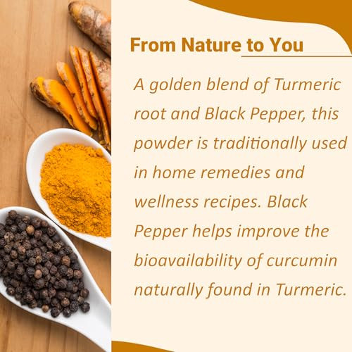 minature Turmeric Root Powder with Black Pepper, 227g (8oz)| Pure Curcuma Longa