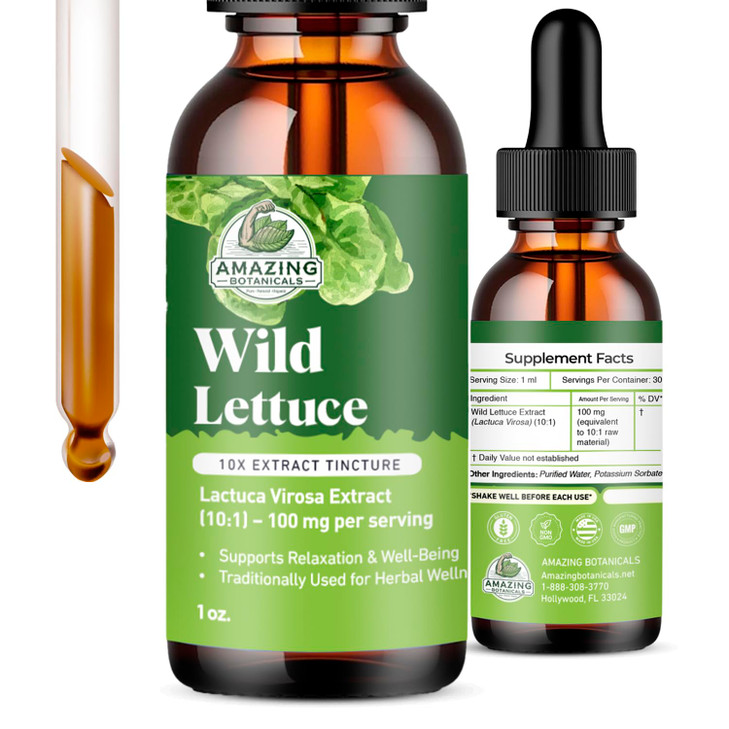 Amazing Botanicals Wild Lettuce 10X Extract Tincture 30,000 mg (1 Fl Oz (Pack
