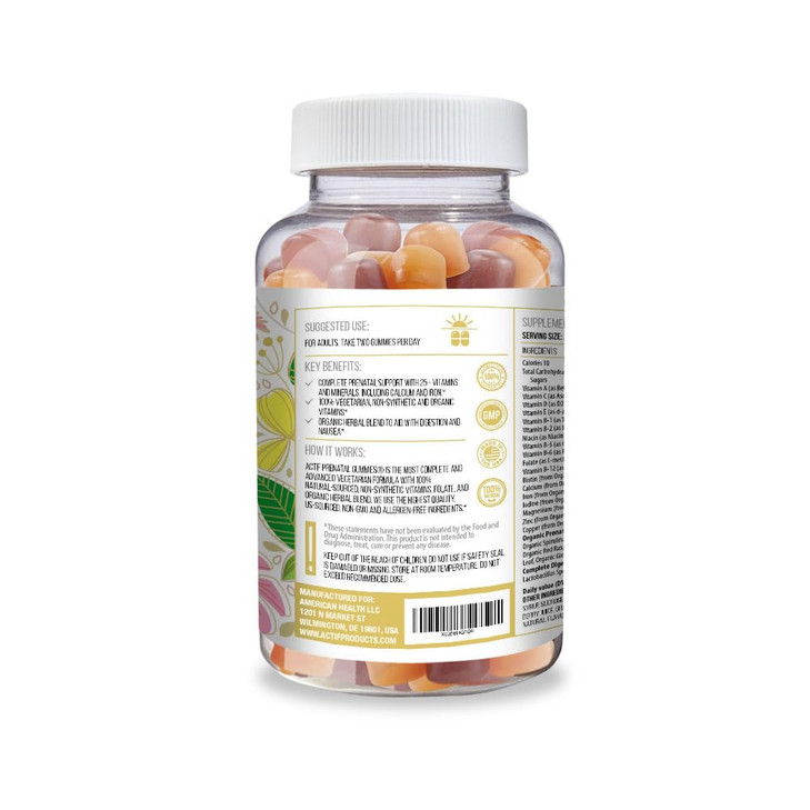Actif Prenatal Gummies with 25+ Organic Vitamins and Organic Herbal Blend