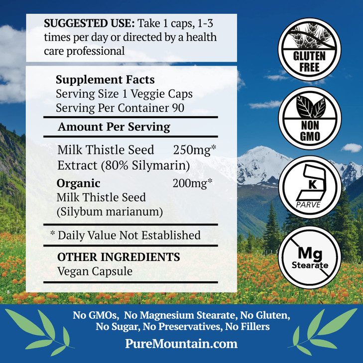 Pure Mountain Botanicals Milk Thistle Capsules